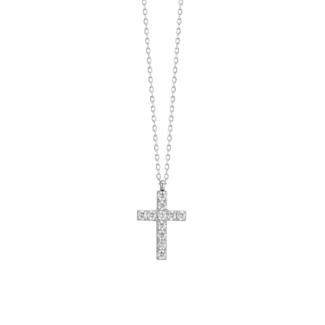 COLLANA DONNA IN ACCIAIO CON CROCE E ZIRCONI BIANCHI