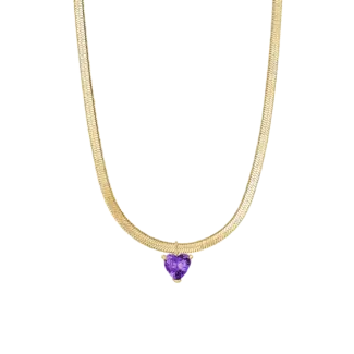 COLLANA DONNA IN ACCIAIO COLORE ORO CON ZIRCONE VIOLA
