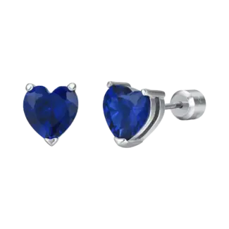 ORECCHINI DONNA IN ACCIAIO CON CUORI CRISTALLI BLU