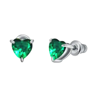 ORECCHINI DONNA IN ACCIAIO CON CUORE CRISTALLO VERDE