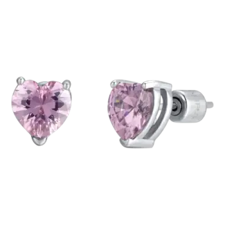 ORECCHINI DONNA IN ACCIAIO CON ZIRCONE ROSA