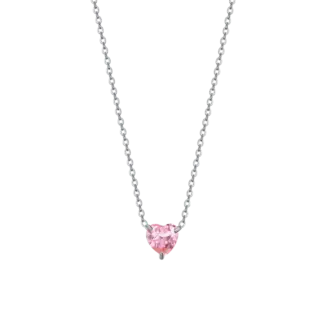 COLLANA DONNA IN ACCIAIO CON CUORE CRISTALLO ROSA