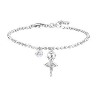 BRACCIALE DONNA IN ACCIAIO CON BALLERINA E ZIRCONE BIANCO