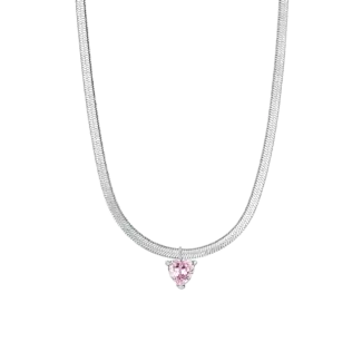 COLLANA DONNA IN ACCIAIO CON ZIRCONE ROSA