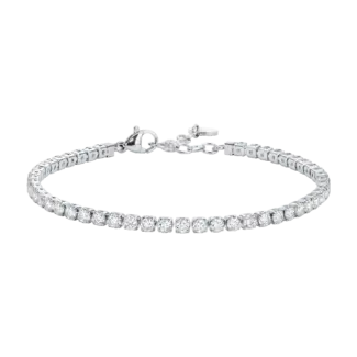 BRACCIALE TENNIS UOMO IN ACCIAIO CON CRISTALLI BIANCHI