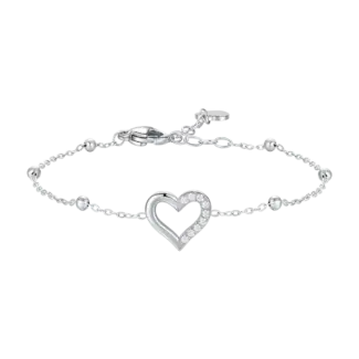 BRACCIALE DONNA IN ACCIAIO CON CUORE E PUNTI LUCE DI ZIRCONE BIANCO