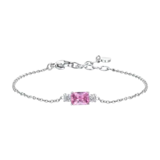 BRACCIALE DONNA IN ACCIAIO CON ZIRCONI ROSA E BIANCHI