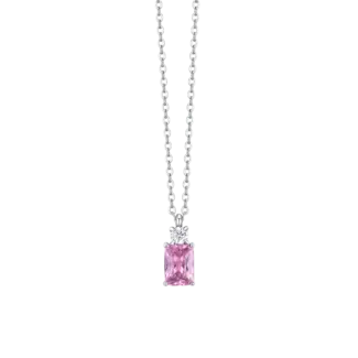 COLLANA DONNA IN ACCIAIO CON ZIRCONI ROSA E BIANCO