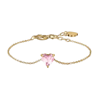 BRACCIALE DONNA IN ACCIAIO E IP GOLD CON CUORE CRISTALLO ROSA