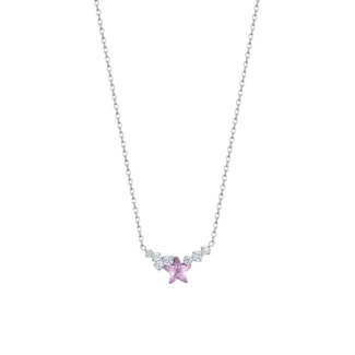 COLLANA DONNA IN ACCIAIO CON STELLA ROSA E CRISTALLI BIANCHI