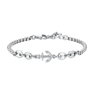 BRACCIALE UOMO IN ACCIAIO CON ANCORA ED ELEMENTI IN ACCIAIO