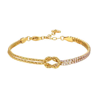 BRACCIALE DONNA IN ACCIAIO IP GOLD CON NODO E ZIRCONI ROSA